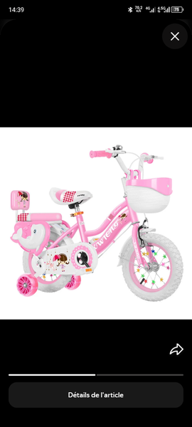 Vélo Enfant Rose avec Roulettes