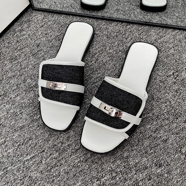 Denim slippers