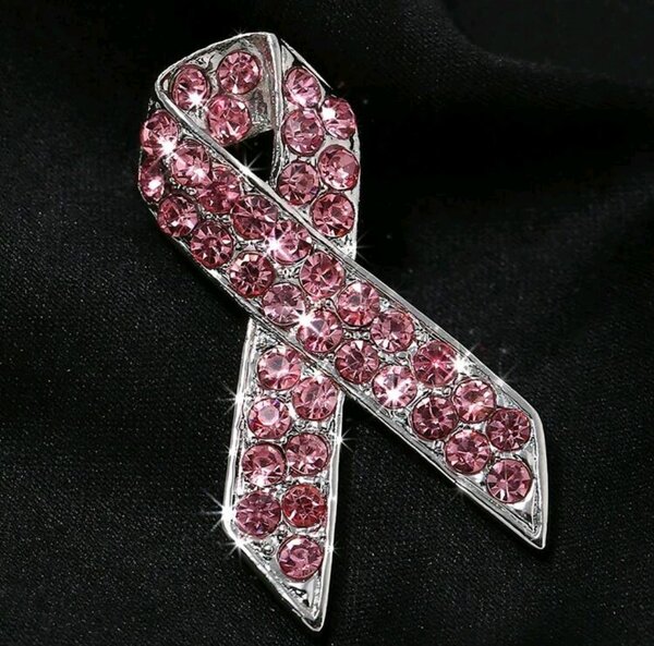 Broche octobre rose à strass