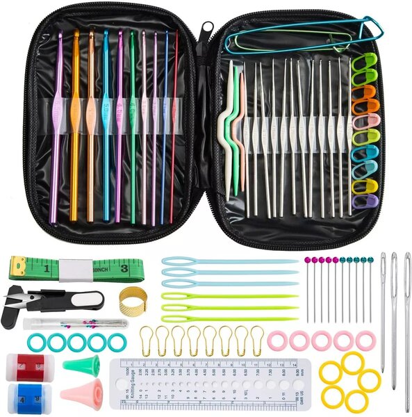 100pcs Tool Set Aluminum Crochet Hooks Needles Knit Weave Cr