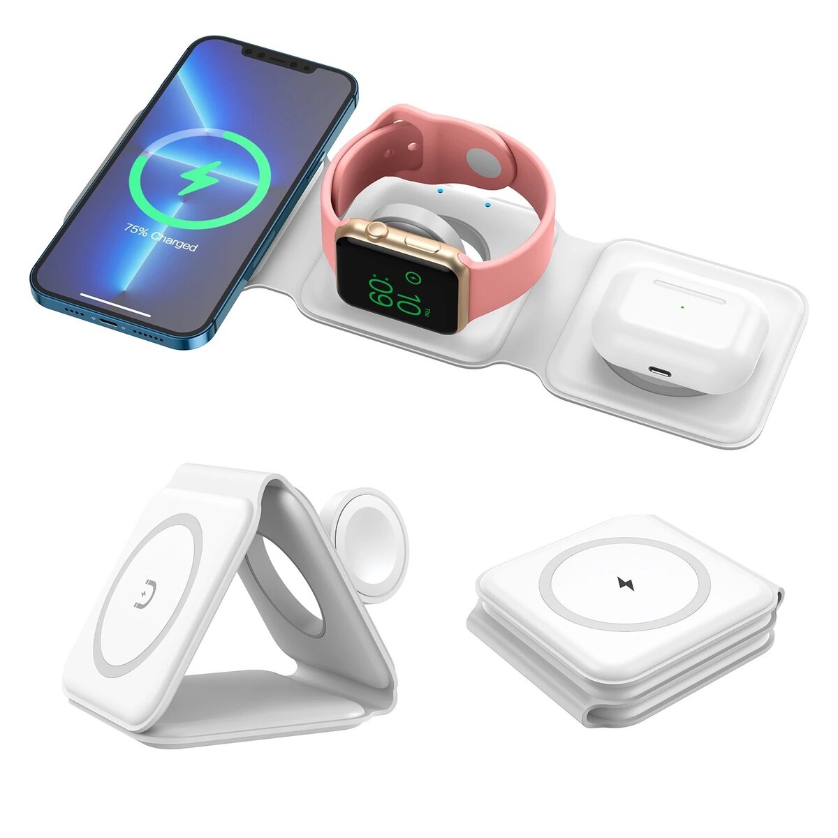 15W 3 in 1 Desktop Magnetic Charger Station
