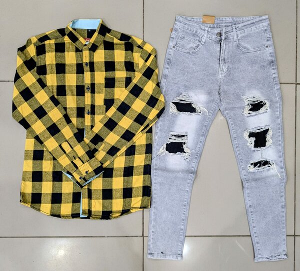 Checked shirt+Jean