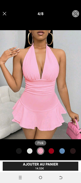 Robe Rose Évasée Élégante