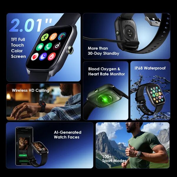 oraimo Watch 5N 2.01'' TFT IP68 Smart Watch