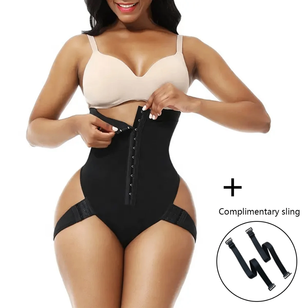 (M-3xL) High Waist hook tummy butt lifter sleeve body shaper