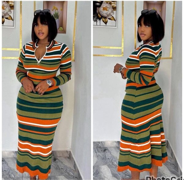 Robe Longue Rayée Élégante