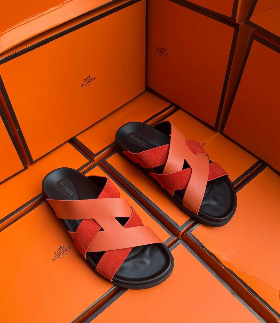 Sandales en cuir croisé homme
