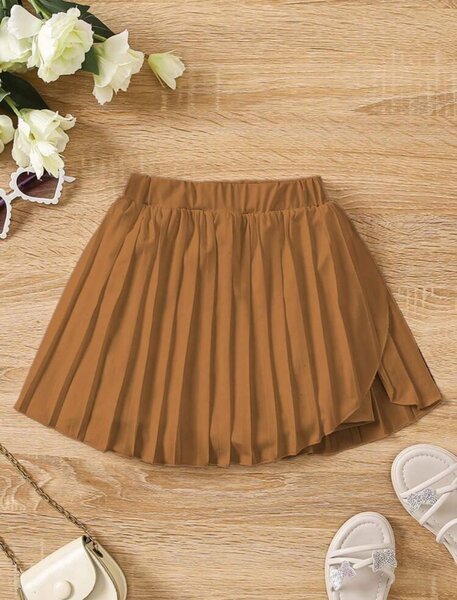 Young Girl Casual Elastic Waist Pleated Skirt. 4&7years.