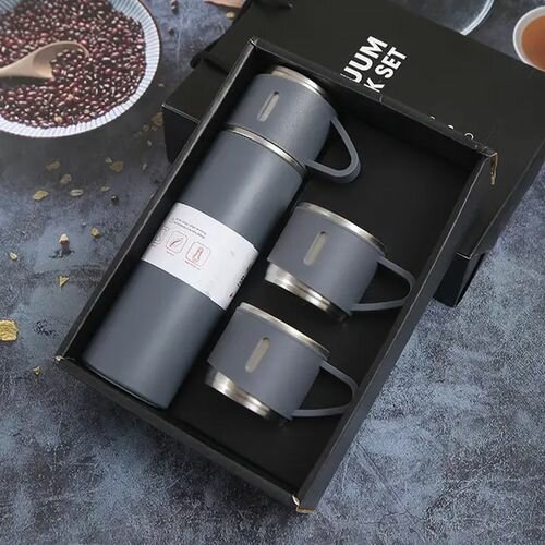Ensemble Thermos Bleu Sous Vide à Double Paroi En Acier Inoxydable-Gris