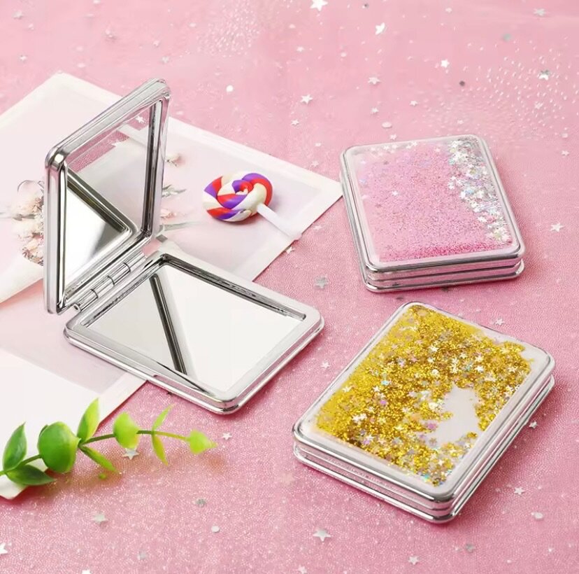 Miroir de maquillage portable double face pour fille, miroir