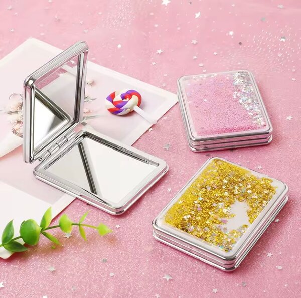 Miroir de maquillage portable double face pour fille, miroir