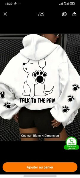 Sweat à capuche motif chien