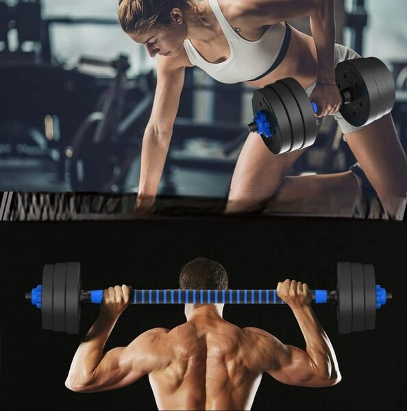 KIT D'HALTÈRE DE 20KG + BARRE DE CONNEXION
