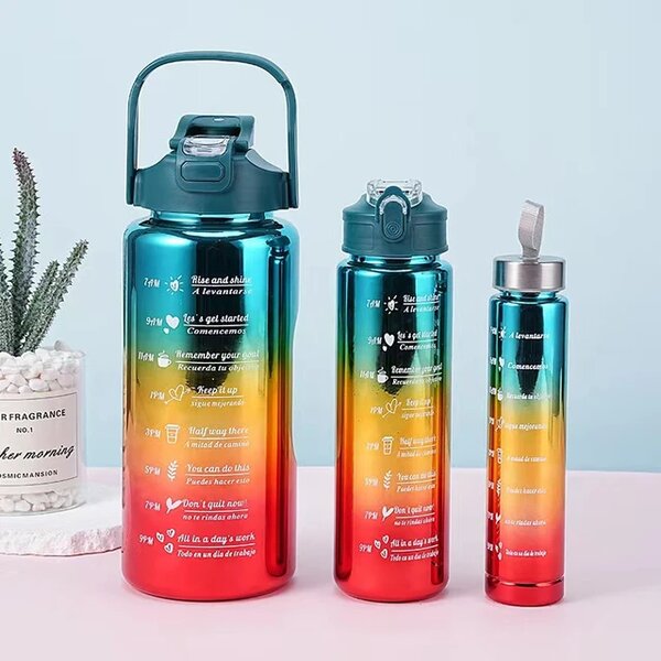 Three Piece Set of Plastic Water Bottle