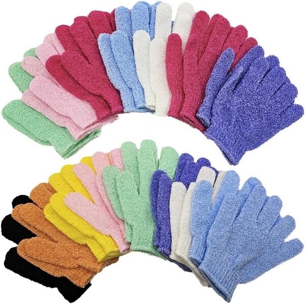 Gants de bain exfoliants multicolores