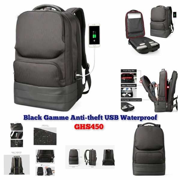 Black Gamme Anti-Theft Waterproof Laptop Backpack