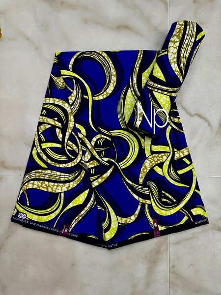 Tissu bleu jaune