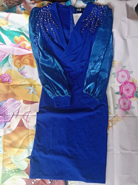 Elegant Blue Dress with Beads