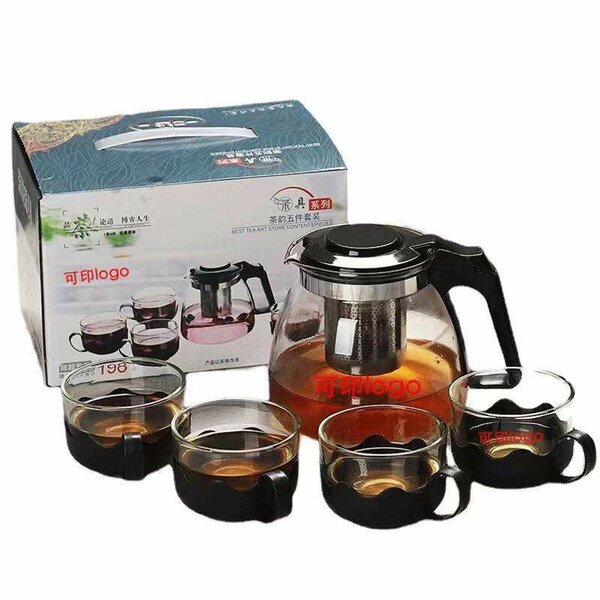 1L teapot with teacups