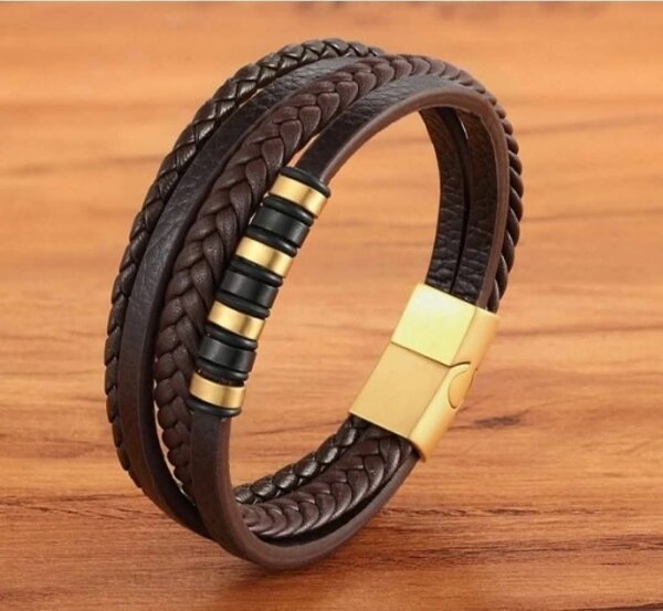 Bracelet cuir tressé homme