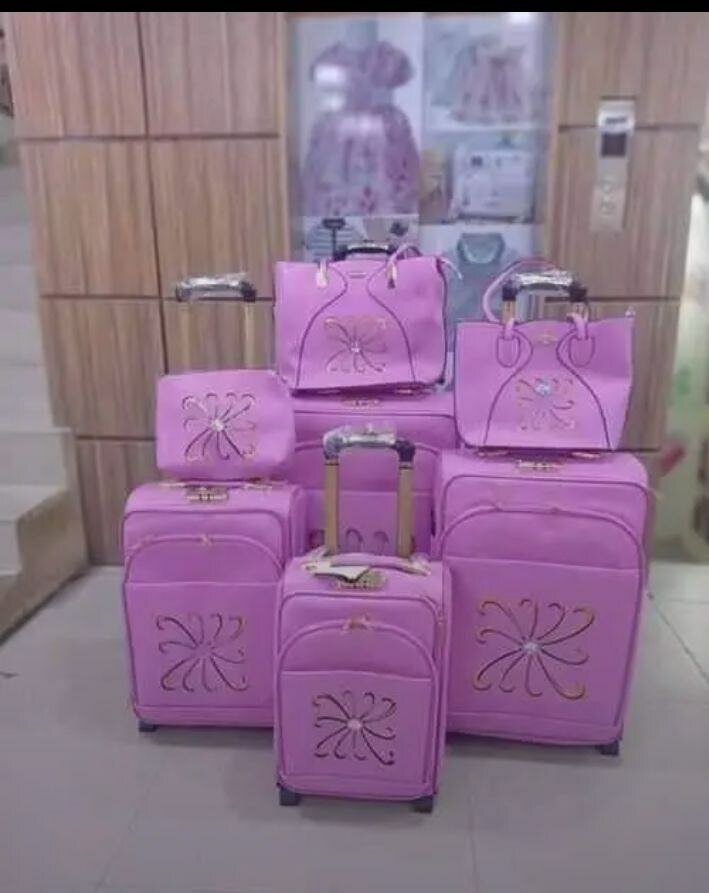 Valise Rose Ensemble 7 Pièces