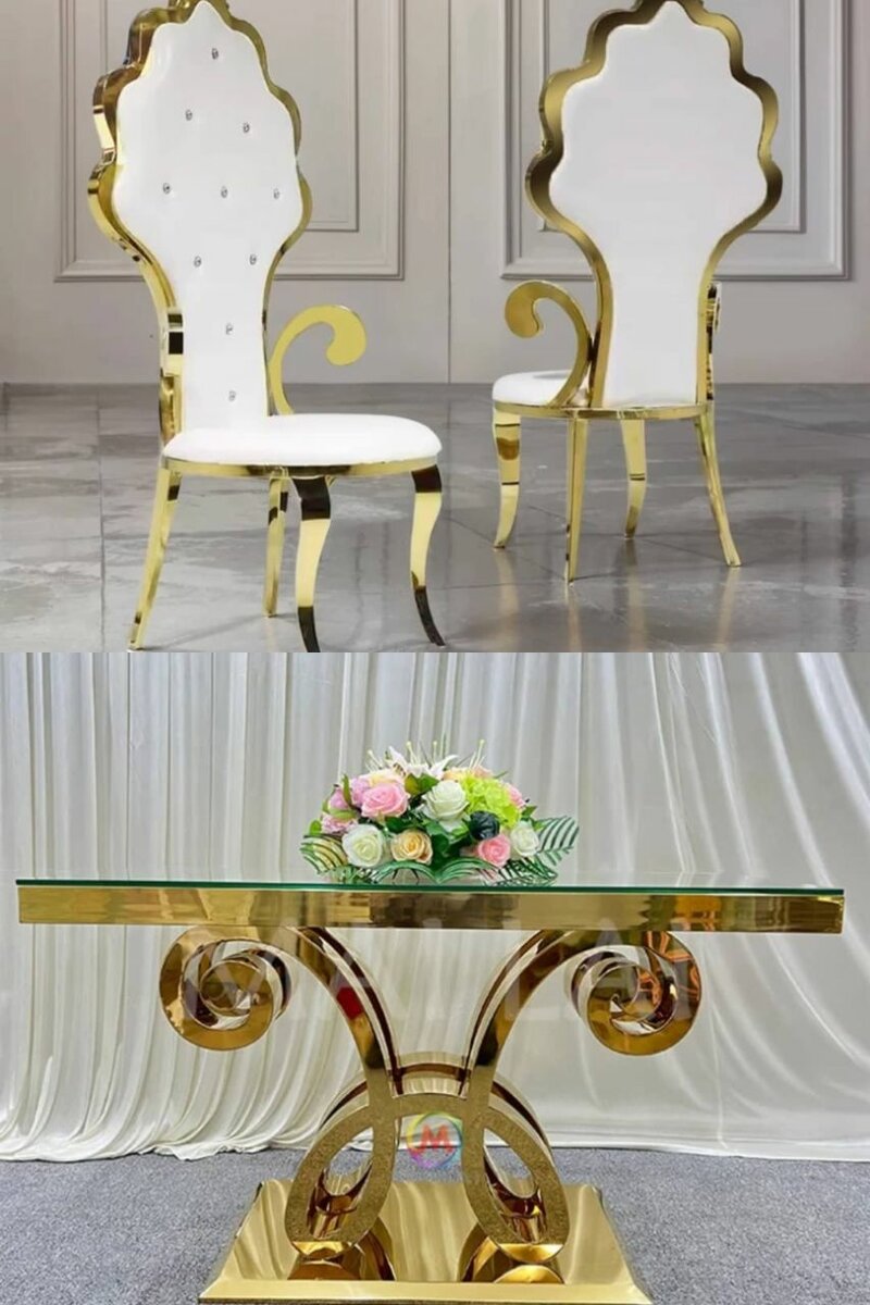 Chaise élégante en velours doré