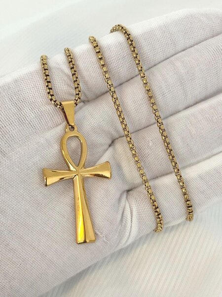 Collier Ankh Doré Égyptien