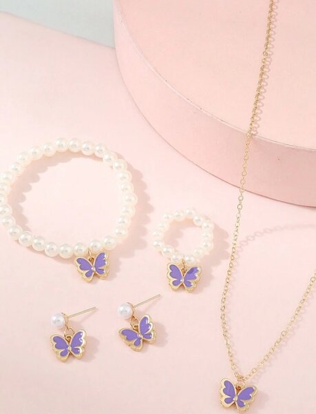 5pcs Baby Girl Butterfly Pendant. Pink and Purple