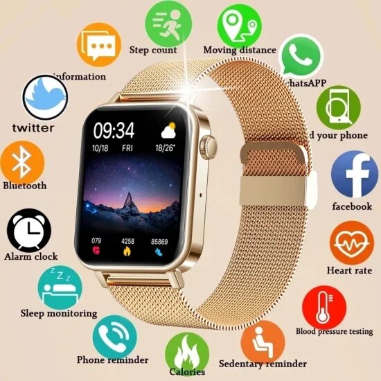 Montre Connectée Dorée Élégante