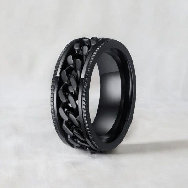 Bague Homme Acier Inoxydable Noir