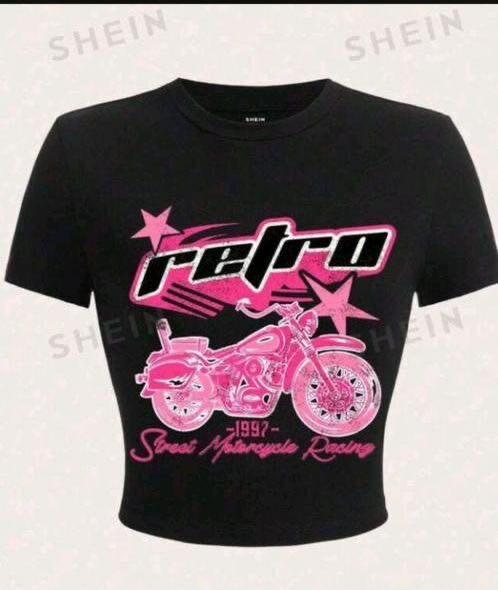 T-shirt rétro moto femme