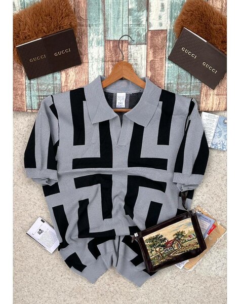 Polo homme en motif géométrique