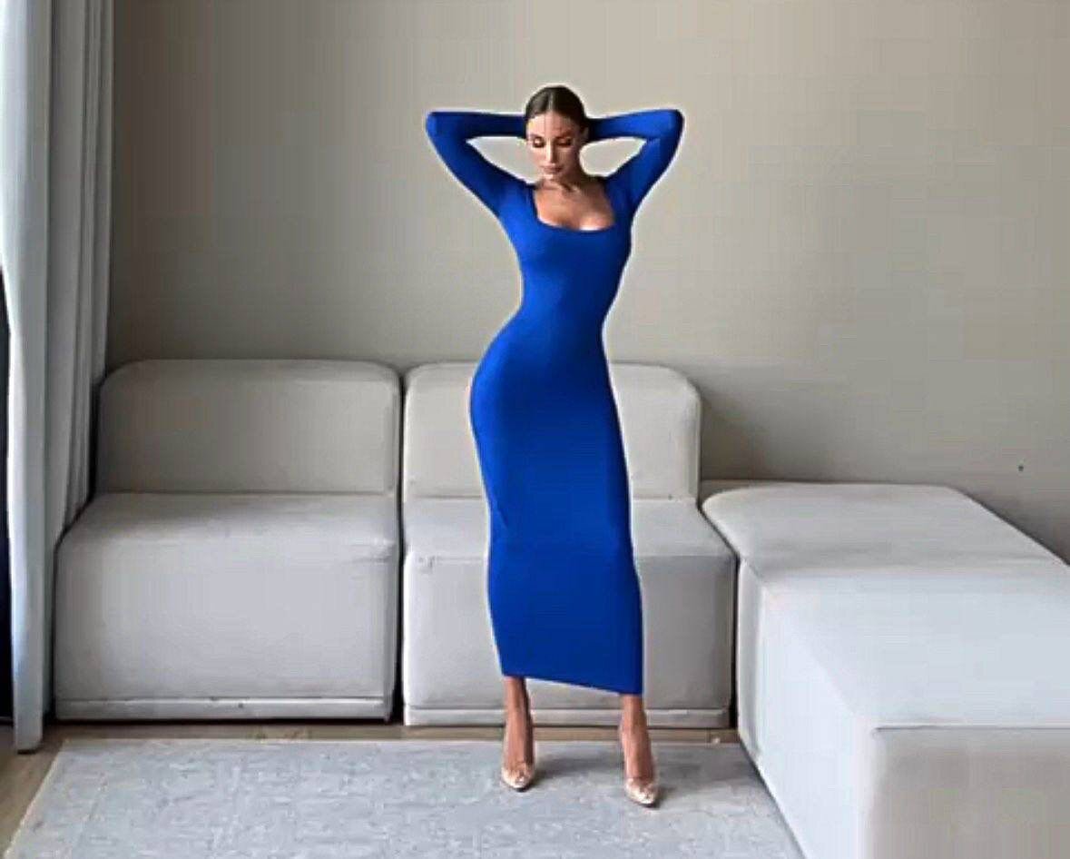 Robe longue élégante bleue