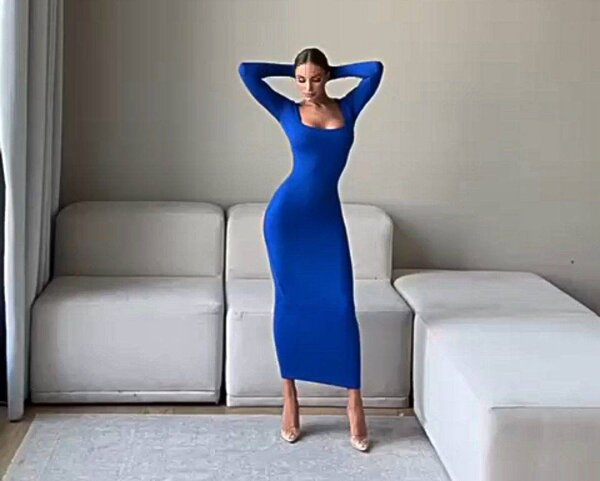 Robe longue élégante bleue