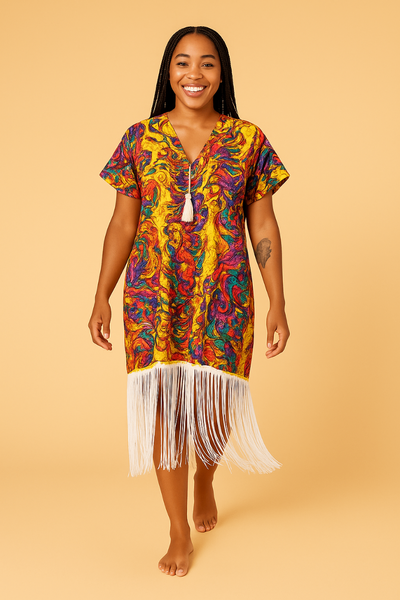 Robe Ankara avec Frange