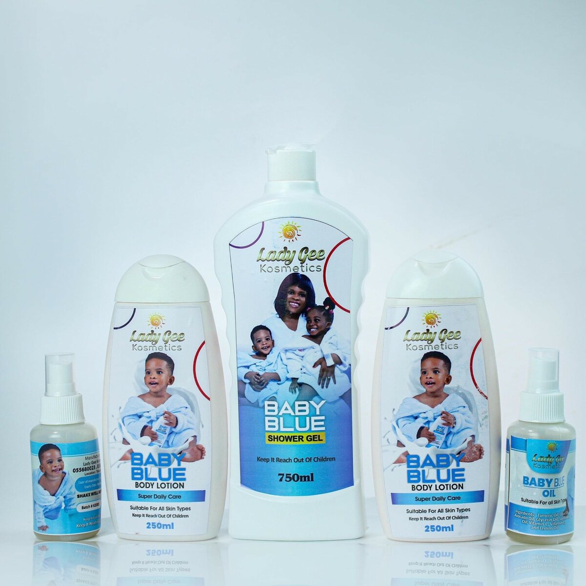 Lady Gee kosmetics Baby blue lotion,shower gel and baby oil