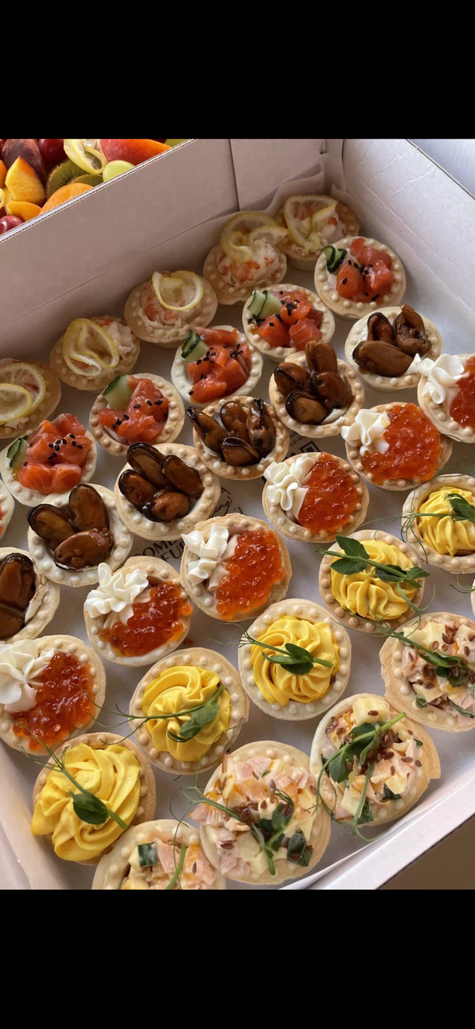 тарталетки для фуршета, закуска, мини закуски, закуска для фуршета, закуски кейтеринг