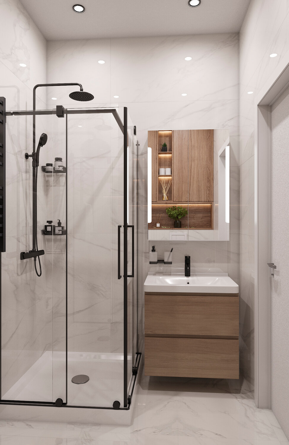 ванная в современном стиле дизайн, икеа тумба годморгон 80, душевая комната, дизайн интерьера ванной комнаты, ikea godmorgon шкаф