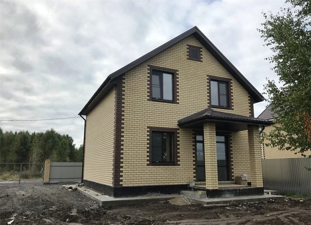 коттедж 140 кв.м, двухэтажный дом из белого кирпича, дом в, здание, коттедж дом