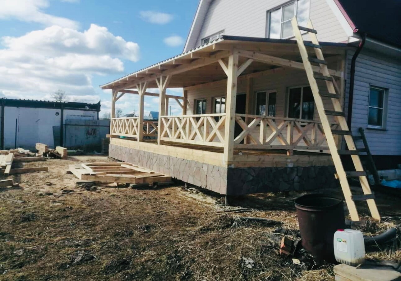 детинец пристройка веранды, пристрой веранды к каркасному дому, строительство веранды к дому, веранда к дому, веранда к дачному дому