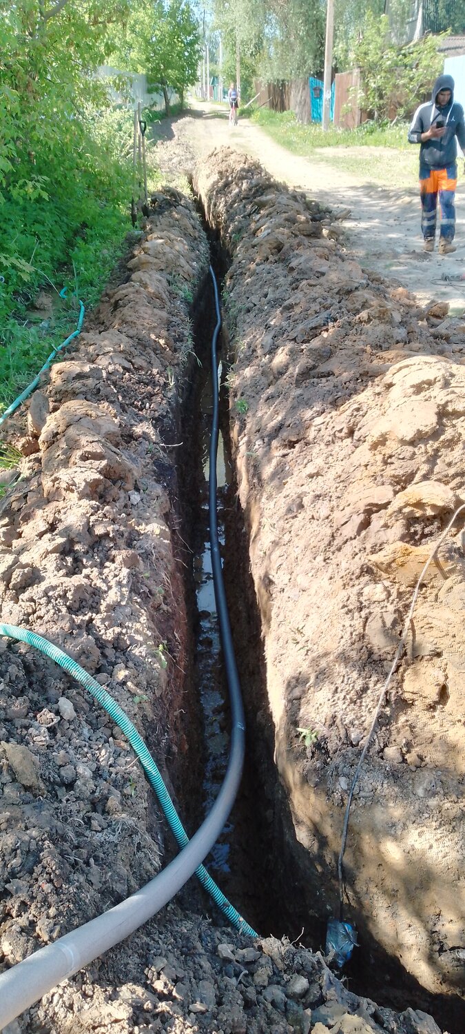 прокладка водопровода, труба для водопровода, водопровод, строительство водопровода, труба