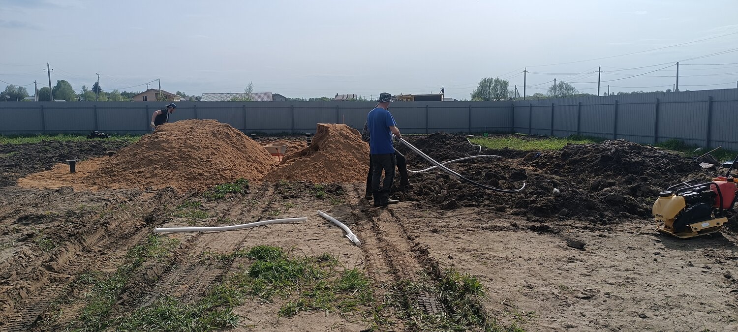 дренаж участка, траншея для водопровода, копка траншеи, прокладка водопровода, дренаж