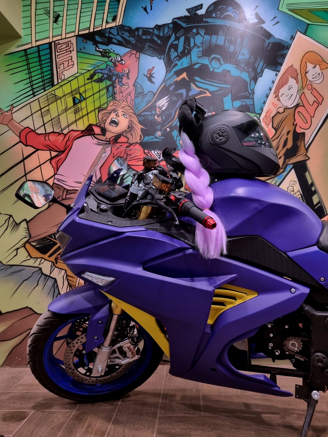 фиолетовый мотоцикл, мотоцикл, мотоцикл для девушек, мотоцикл спорт, женский мотоцикл