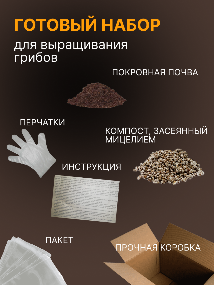 набор для выращивания грибов, набор для выращивания растений, мицелий вешенки, мицелий, укрывной материал для грядок