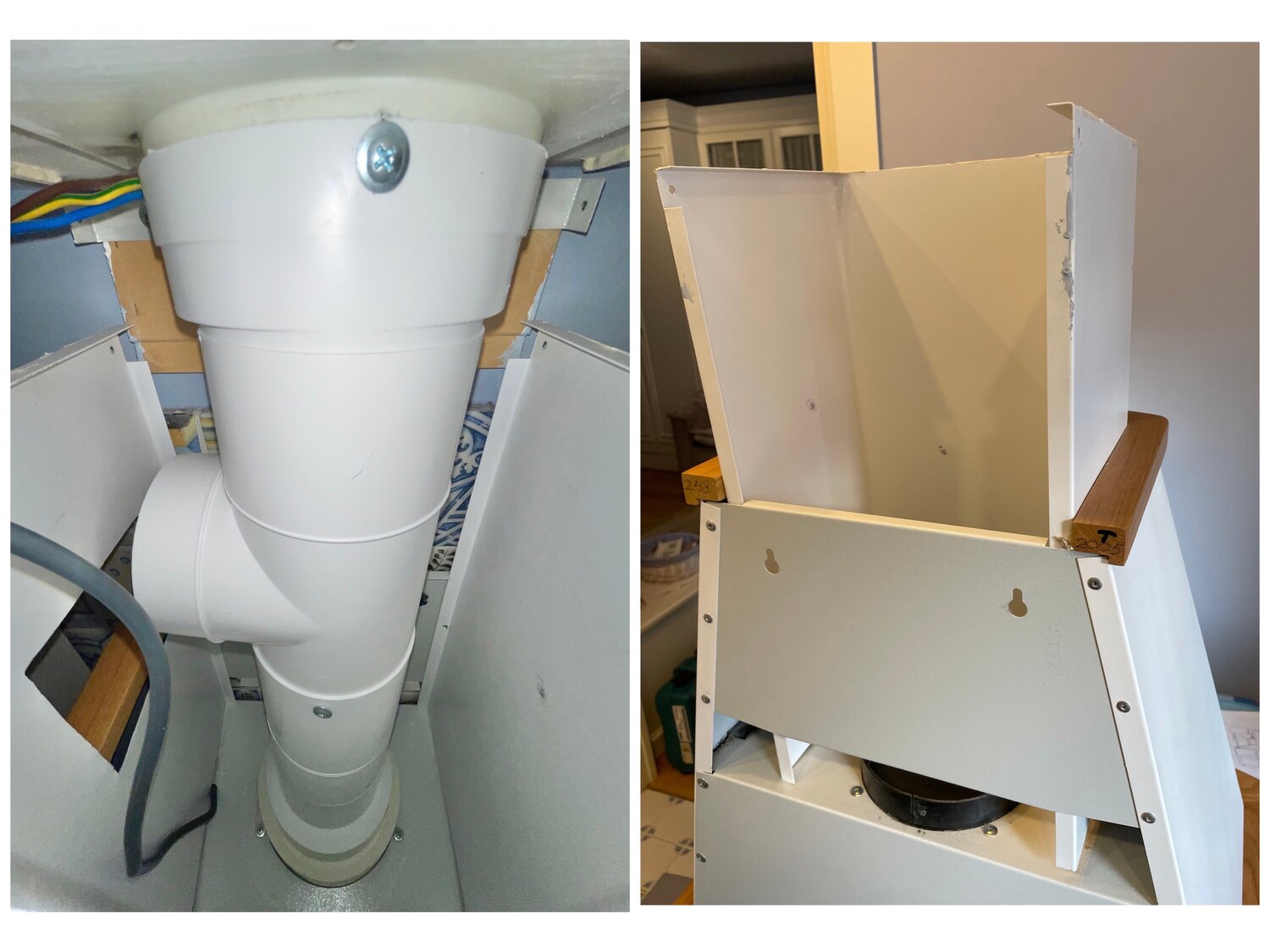 Установка воздуховода с обратным клапаном и  вытяжки для газовой плиты.