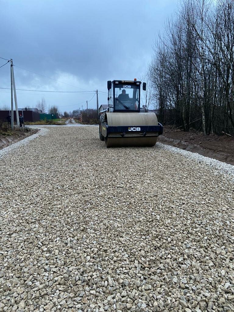 дорога из щебня, отсыпка щебнем, отсыпка дороги, асфальтирование, щебень