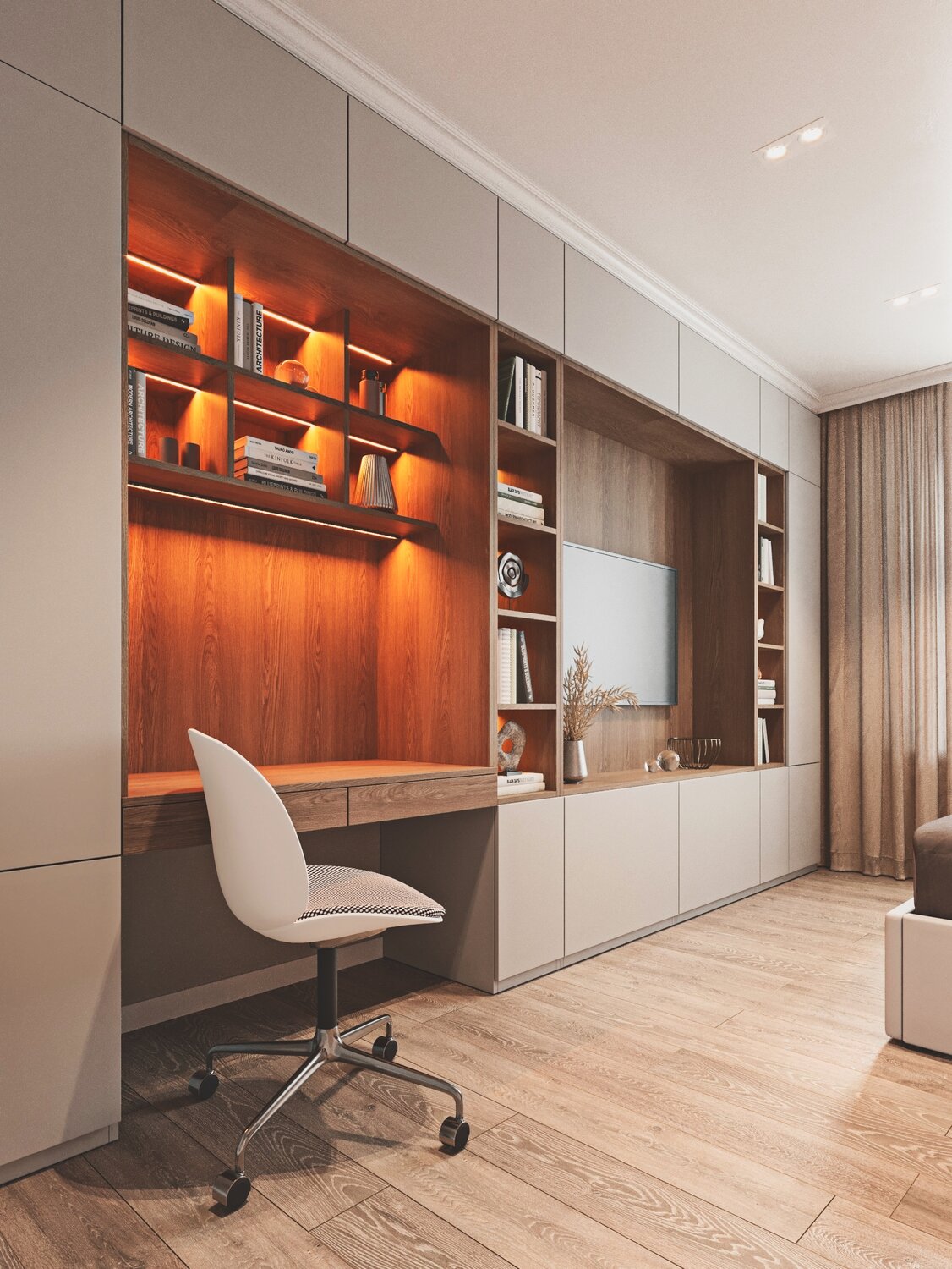 3d визуализация квартиры в скандинавском стиле.