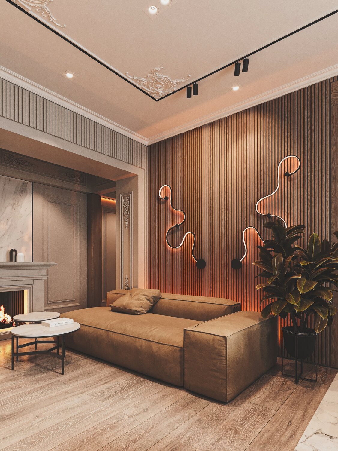 3d визуализация квартиры в скандинавском стиле.