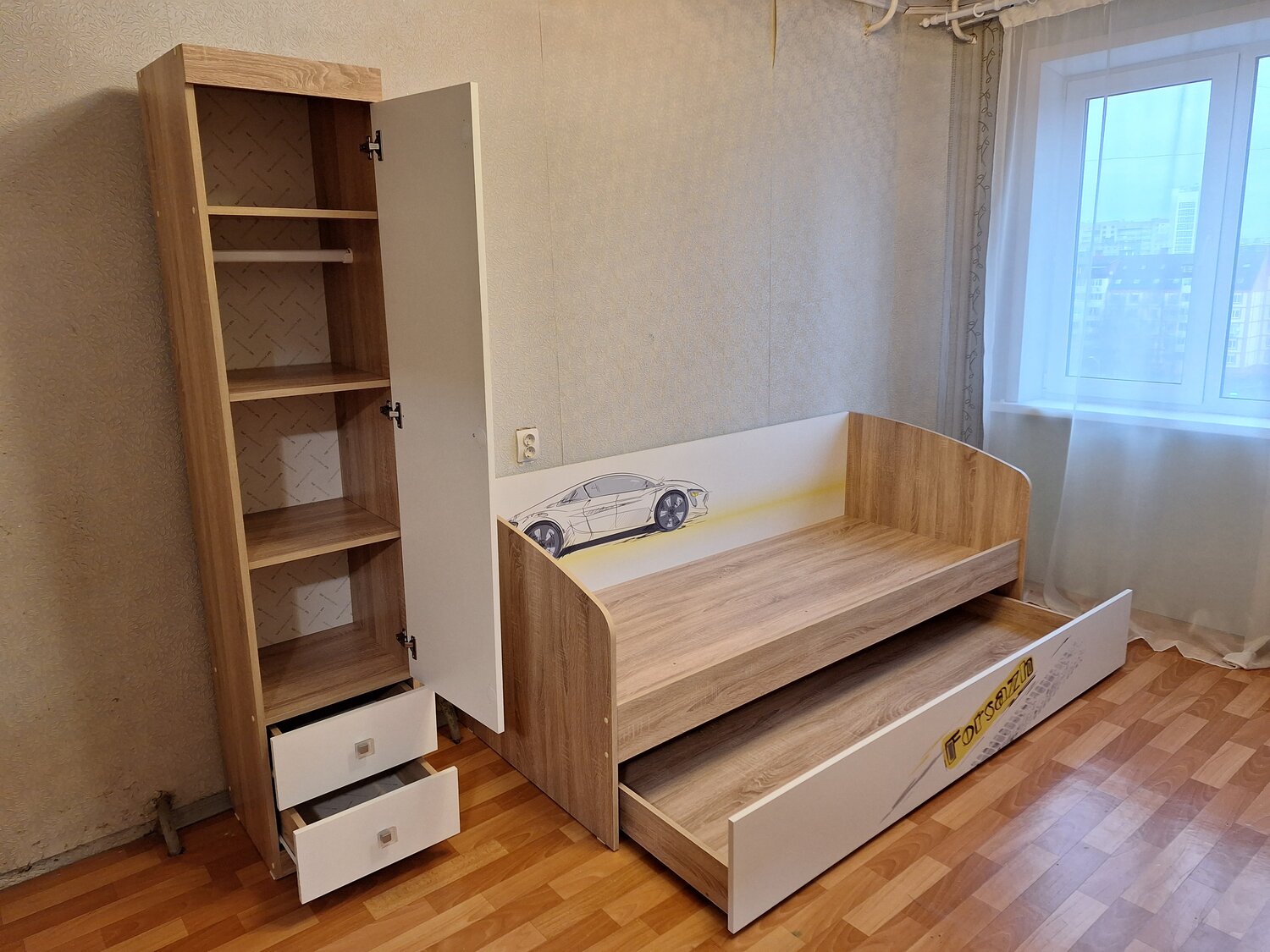 детская кровать, выдвижная кровать, софа кровать детская, диван кровать детская, кровать дуб сонома