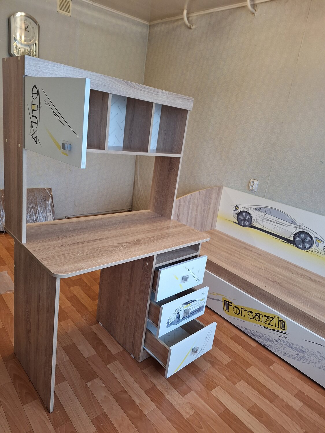 стол, стол компьютерный фаворит, компьютерный стол бу, компьютерный стол с полками, стол форсаж, дуб сонома/белый